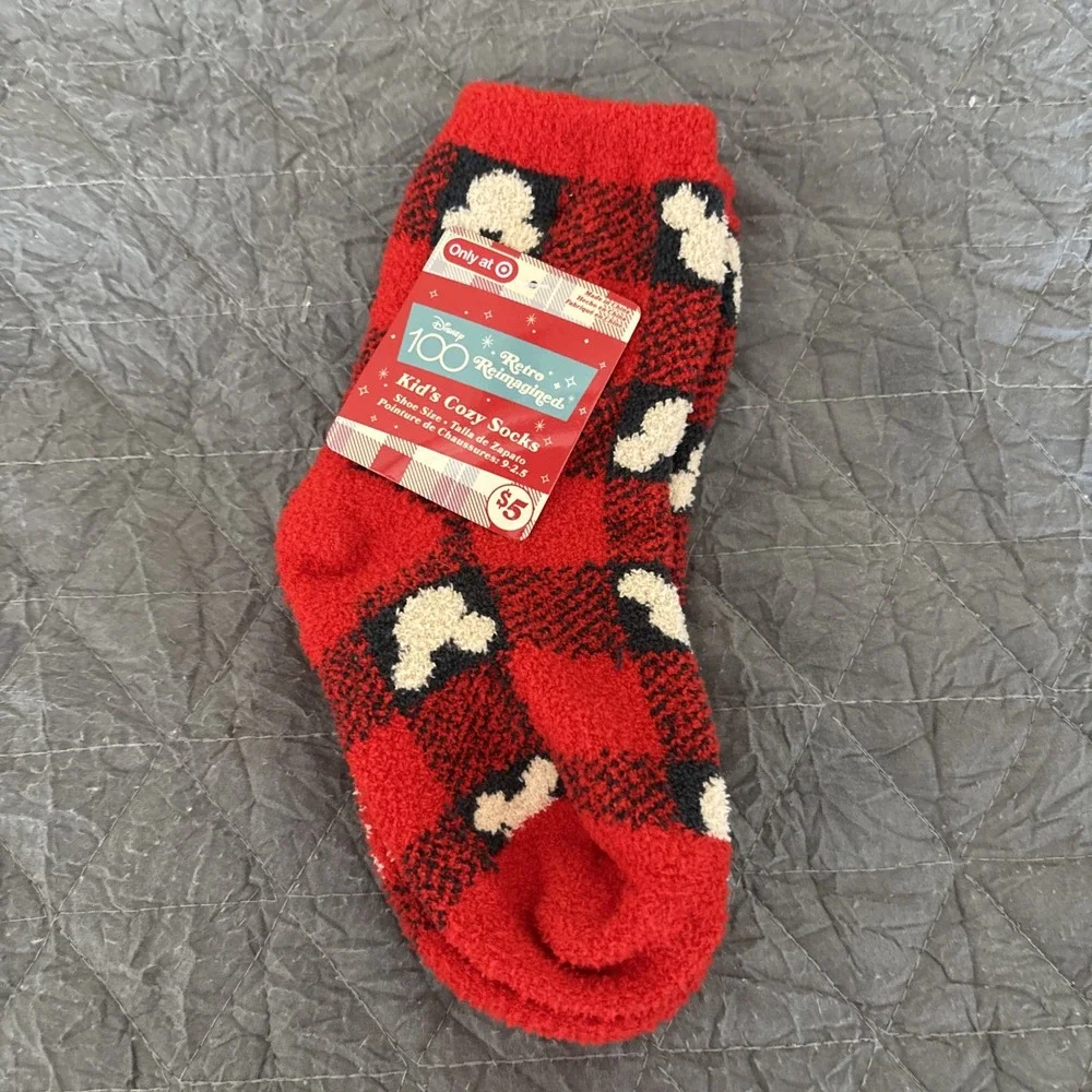 Youth DISNEY 100 Retro Reimagined Cozy Socks Target Exclusive NEW Red Black